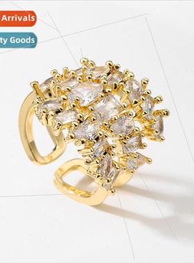 ins tide fashion open ring female Europe retro full set geom