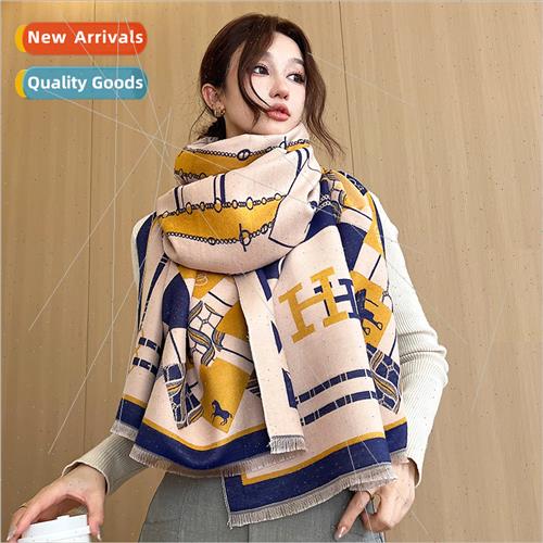 2023 new scarf female winter letter H Korean hundred wh fas