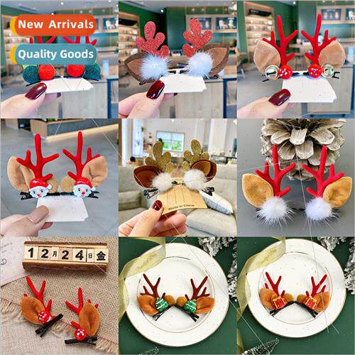 Adult children Christmas ornaments hair cards cute elk antle