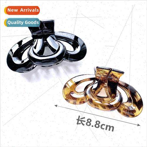 French retro back head grab clip leopard print hair clips po