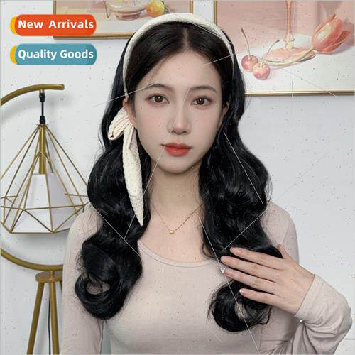 de floating hair band wig female long hair big wave one piec