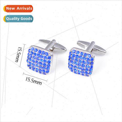 Mixed  curved blue crystal cufflinks full diamonds fashion c
