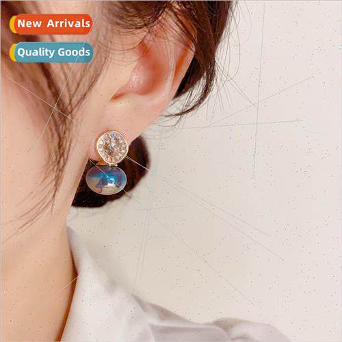 Koreazirconia rhombus pearl earrings female delicate celebry