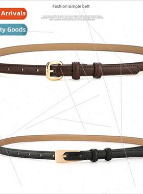 Brown leather thin belt female decorative dress summer fashi