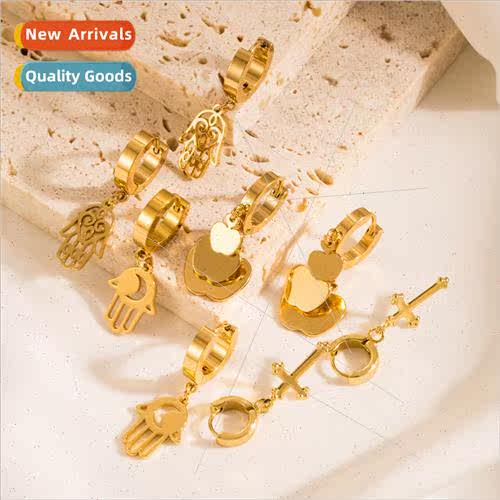 New tanium steel earrings palm long pendant female Europe fa