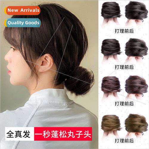 Marble head wig female bud real hair ring fluffy natural cur