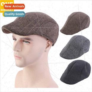 tweed beret cap winter tongue herringbone duck Autumn men