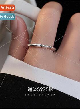 S925 lver Ring Women mple Retro Graffi HK Funky Open Finger