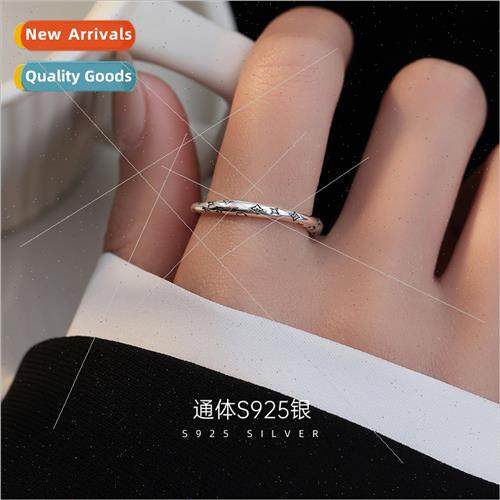 S925 lver Ring Women mple Retro Graffi HK Funky Open Finger