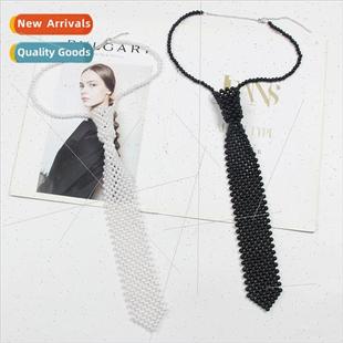 Women Decoration Matching Pearl Shirt Tie Unim Bow Small