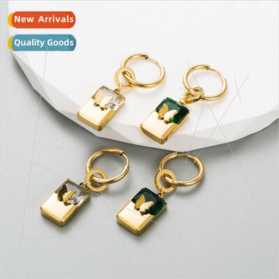 Ins Korea creative concentric lock earrings tanium steel inl