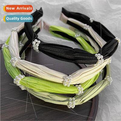 Pearl ruffled hair band temperament gentle Korean headdress