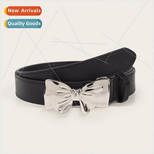 New mirror bow buckle belt simple retro female belt decorate