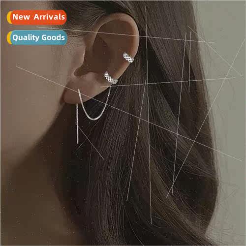 No ear holes square ear clip fake earrings female students g