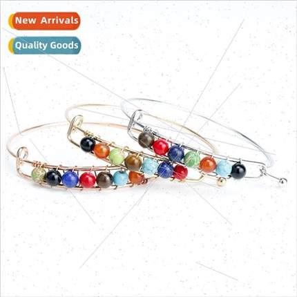 Jewelry Colorful Stone Bracelet Push-Pull Adjustable Bracele