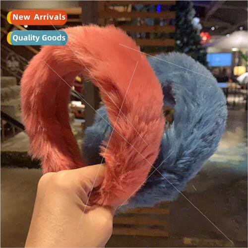 fall winter  plush hair bands female cute wide side headband