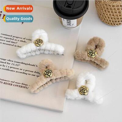 Flower pattern plush scrunchies gentle cute hair clips large