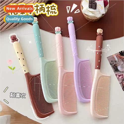 Cute cartoon flowers hair comb soft rubber handle portable g