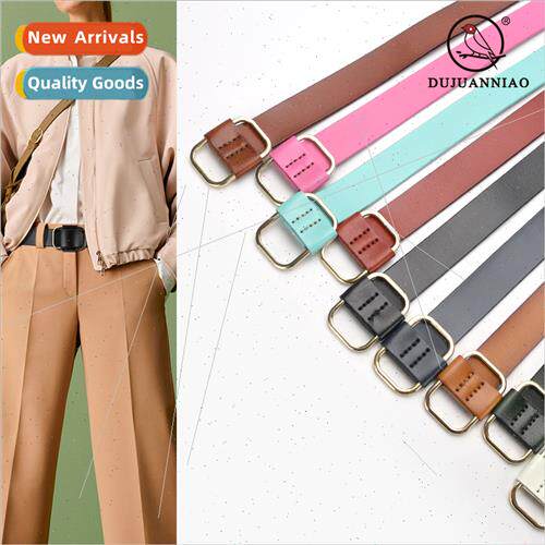 Square buckle belt women leather jeans belt simple versatile