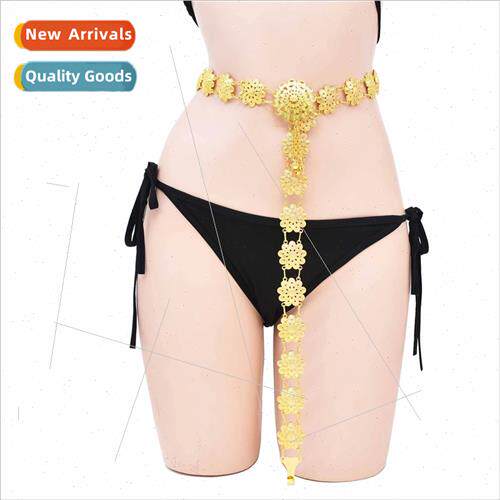 Europe sexy body chain female ethnic alloy flowers waist cha