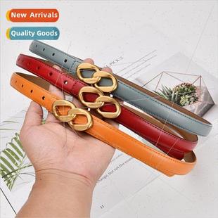 belt eight smooth Genuine thin small buckle lad leather