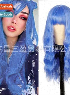 Europe wigs Qi bangs long wool curly chemical fiber wig head