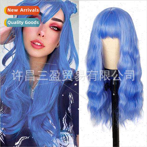 Europe wigs Qi bangs long wool curly chemical fiber wig head