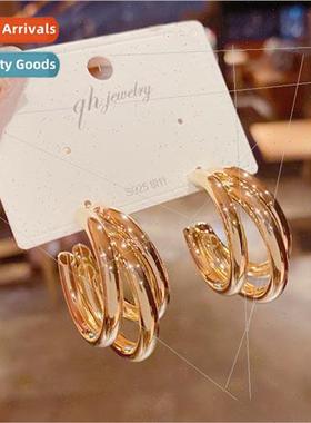 Europe retro metal stud earrings earrings versatile C-shaped