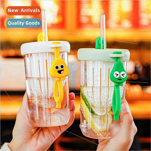 Straw glass cup girls summer high-color value tea water sepa