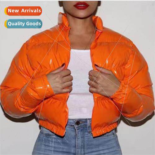 Womens 2023 autumn and winter new leather cotton jacket soli