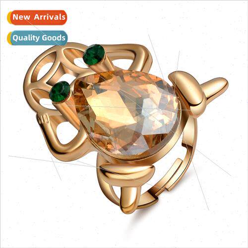 Fashion rose gold black ring Korean ring coloured diamond ta