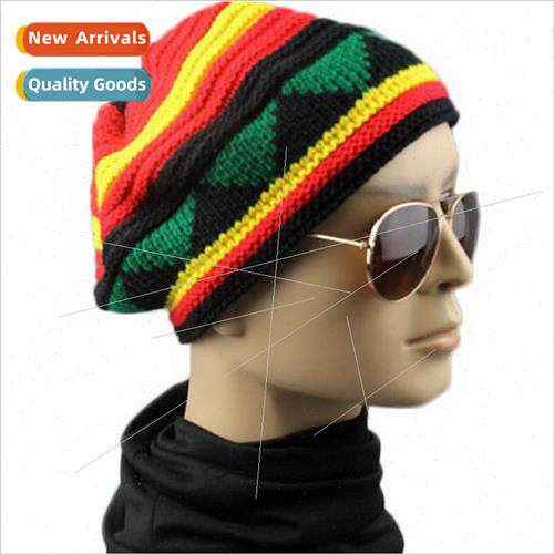Autumn and winter warm men and women colorful striped pop ha