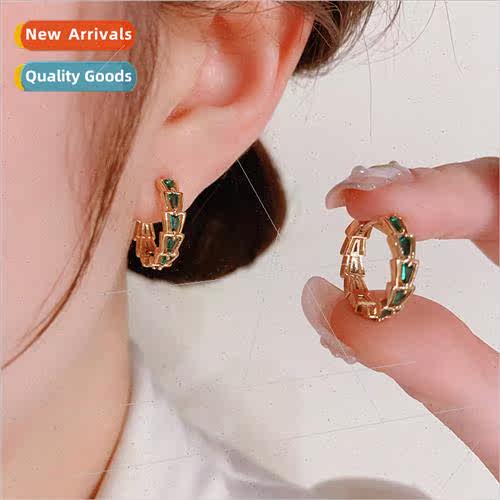 Summer new fashion fresh green zirconia earrings female nich