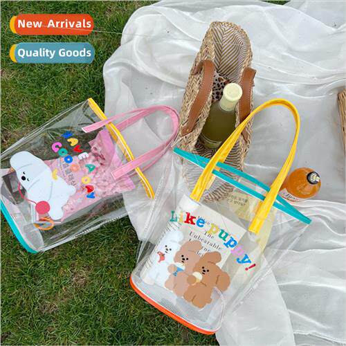 al cute cartoon bear transparent jelly bag waterprotote bag