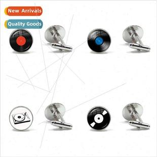 Men Vintage Accessories Art Cufflinks Music Cufflin Vinyl