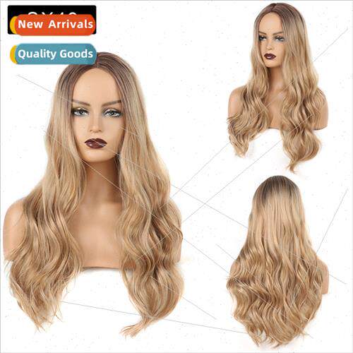 women Europe wigs dyed gradient long curly hair rose net hea