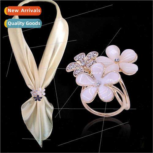 Europe three rings silk scarf buckle high-grade alloy diamon