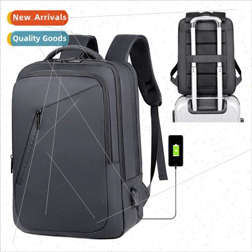 Leather Film Shoulder Bag Men USB Charging Backpack Business