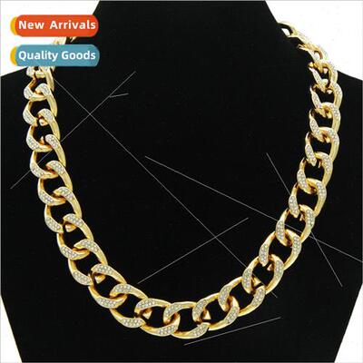 Fashion ins niche full diamonds Cuban chain necklace influx