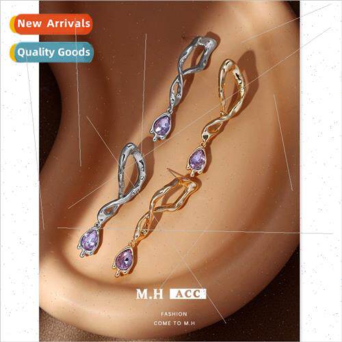 Twisted irregular earrings female simple 925 earrings niche