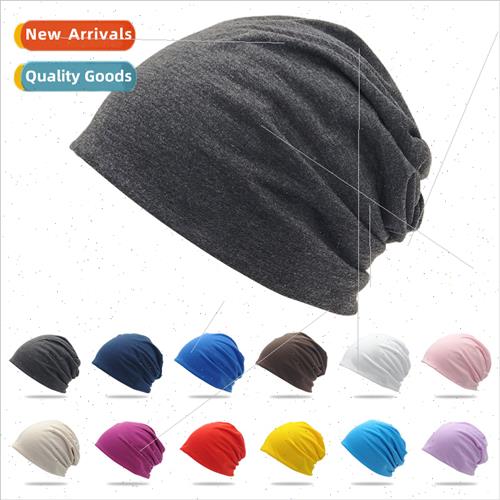 2023 new head wrapping solid color pile cap double layer set