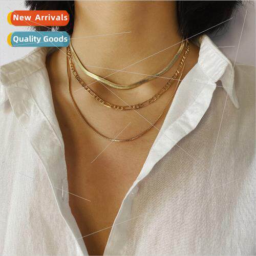 Europe Geometric Fashion Mixed Chain Box Chain Necklace Wome