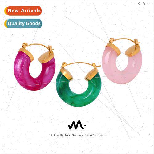 Europe new retro fashion wild geometric resin earrings jewel