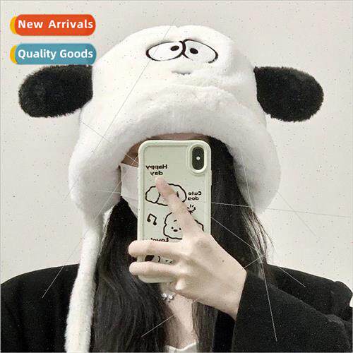 Winter cute cartoon puppy plush hat women thickened outdoor