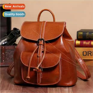 cowhide pocket closure oil drawstring wax bag new shoulder