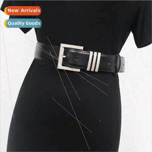 Women fashion retro two-layer cowhide belt casual wind silve