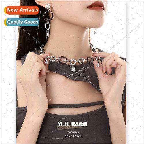 Acrylic Geometric Circle Necklace Women Sweater Chain Hundre