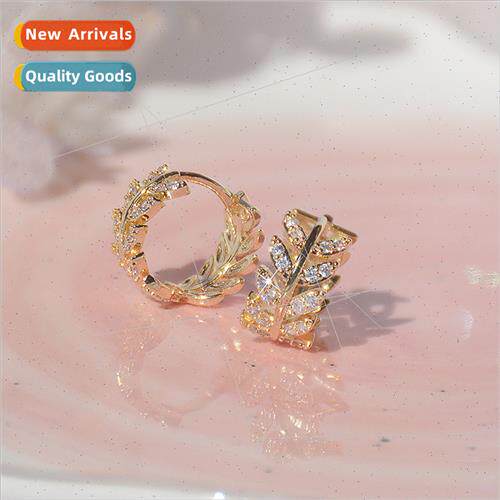 New exquise gold willow leaf flash cold wind earrings earrin
