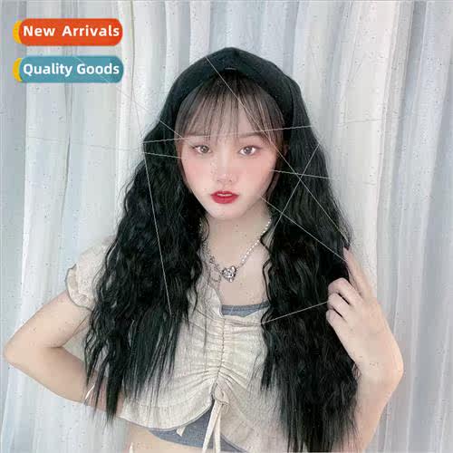 Wig women long curly hair hair band one-piece fashion long h