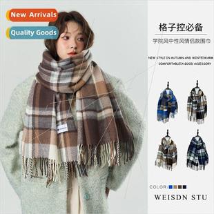 men women feel retro cashmere plaid scarf Classic couples